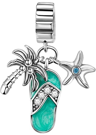 BIZK Damen Urlaub Charm Anhänger für Armband 925 Sterling Silber Charm Bead Pendant für Europäische Armbänder und Halsketten