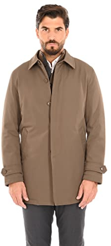 Ciabalù Trench Uomo Invernale Impermeabile Soprabito Elegante Imbottito Cappotto Lungo Sartoriale (48, Fango)