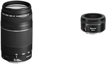 Canon EF 75-300mm F4.0-5.6 III Zoomobjektiv (58mm Filtergewinde) schwarz & EF 50mm F1.8 STM Objektiv (58mm Filtergewinde) schwarz