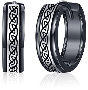 Wikinger Ohrringe 925 Sterling Silber Schwarz Keltische Creolen Punk Gothic Hiphop Ohrringe Wikinger Schmuck Geschenke für Damen Herren