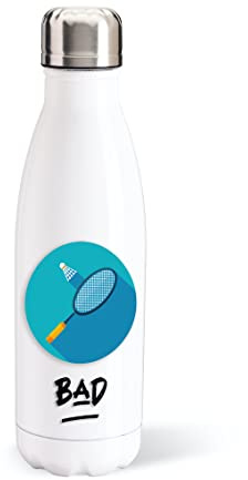Luigi Collection Bouteille d’Eau Badminton Sport 500ml Aluminium Gourde Réutilisable Ecologique. Idée Cadeau Original Humour pour Homme Femme Enfant Ami Collègue Utile Anniversaire Noël