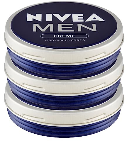 Nivea Men Creme Feuchtigkeitscreme für Herren, Mehrzweck, für Körper, Hände, schnelles Gesicht, Aufnahme auf der Haut - 3 Gläser à 75 ml