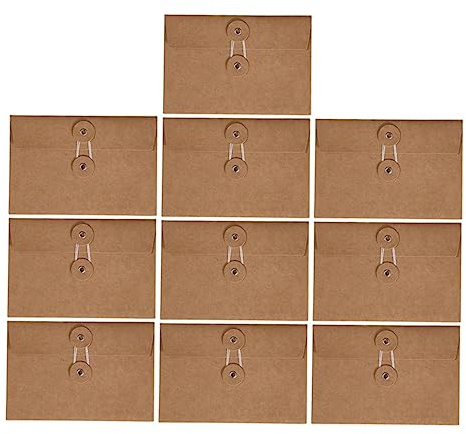 NUOBESTY Dokumententasche, 10st Manila-Umschläge mit Schnurverschluss Kraft-Umschlag Briefumschläge Mit Foto Dokumenten-Organizer Verdickt Dokumententaschen mit Taste Wickeldichtung Design für Büro
