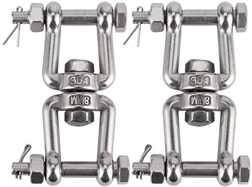 Grillete Giratorio, Grillete Giratorio de Acero Inoxidable de 2 Piezas, Gancho de Ojo Giratorio de Doble Extremo M8 para Cadena de Ancla Giratoria, Terminales, Herramientas