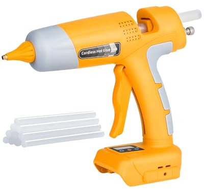 Schnurloses Heißklebepistolen-Set für Dewalt 20v 60v Akku, LED Digital Heißklebepistole mit 10 Stück 0.43'' Heißklebesticks für Heimreparaturen, Kunst & Handwerk (Batterie nicht enthalten)