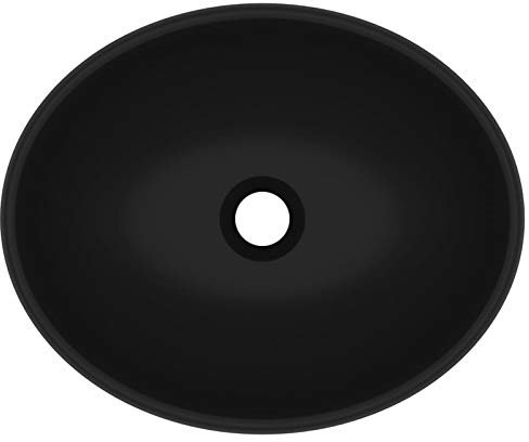 Tidyard Lavandino Lusso Lavello per Bagno,Cosmetici o Toilette,Lavabo da Appoggio in Ceramica,Lavandino da Appoggio,Lavabo in Ceramica,Lavello per Nave,Lavandino Ovale Nero Opaco 40x33 cm