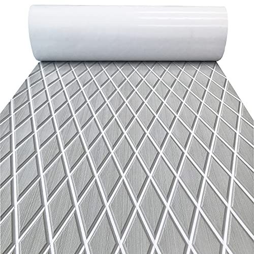 KXKZR Eva-skum, båt, golvbeläggning, självhäftande, 6 mm tjock, halkskydd, marin, golvmatta, 238,4 x 111,6 cm, diamantmönster, båtgolv för jakt, motorbåt, husbil, kylartillbehör, fiskebåt