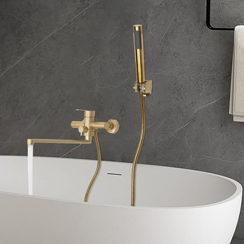 Badewannenarmatur mit Handbrause Wannenarmatur Aufputz 304 Edelstahl gebürstet Wannenbatterie mit Umsteller Einhebel Armatur Mischbatterie mit 1.5m Duschschlauch