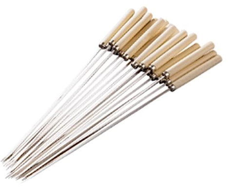 SePkus Kebob mit Holzgriff, Glatte, Wiederverwendbare Grillspieße, Edelstahl, für Obst, Grillen, Getränke, Kabob-Spieße, 20 Stück
