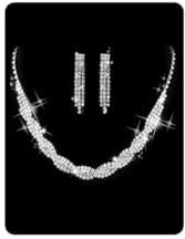 Wedity Braut Hochzeit Halskette Ohrringe Set Kristall Halskette Brautschmuck Zubehör für Frauen und Mädchen