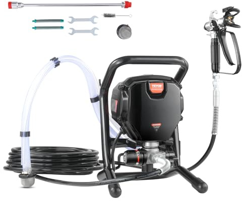 VEVOR 750W Stand Airless Paint Sprayer, 3000PSI High Efficiency Electric Airless Sprayer, Fine and Even Painting Effect, Handheld Paint Sprayers for Home Interior and Exterior Furniture and Fences