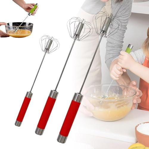 sjfscqr Fouet Semi-Automatique en Acier Inoxydable, mélangeur à Fouet Rotatif à poussée Manuelle, mélangeur de Lait d'œuf pour mélanger, fouetter, remuer, ustensile de Cuisine