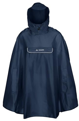 VAUDE Valdipino poncho – vattentät cykelponcho av återvunnen polyester, vindavvisande, reflekterande, med huva och framficka – 85 cm längd