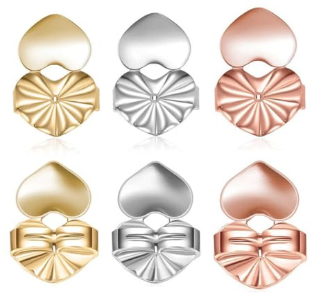3 Pares elevadores de Pendientes, hipoalergénicos, Ajustables Magic Earring Backs lifters, Tuercas Pendientes elevadores Para Lobulos Caidos O Rasgados Sujeta y Levanta, elevadores de Pendientes