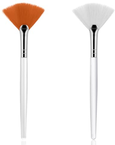 2 Pcs Fan Makeup Brush, Fan Brushes Esthetician Facial Mask Brush, Highlighter Brush Makeup Face Mask Applicator, Face Mask Brush for Women Girls