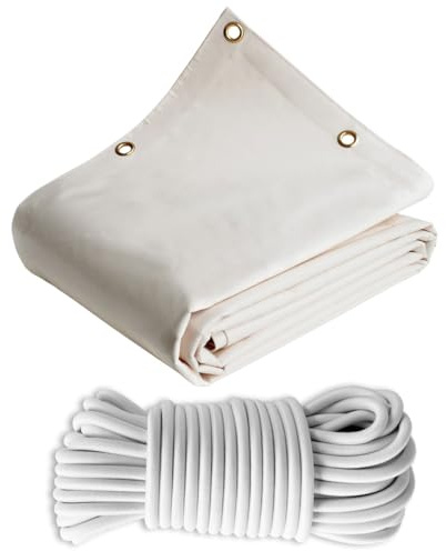 TECPLAST Pack Toile Pergola Blanc Crème 3x4 m + Sandow Blanc 20m - Bâche Pergola prête à Poser LP640PR Garantie 8 Ans