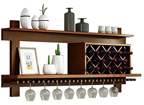 ZXLAGDBP Weinschrank, an der Wand montierter Weinschrank, für Weinflaschen und Stielglashalter, dekorativ für die Hausbar, das Esszimmer, die Küche