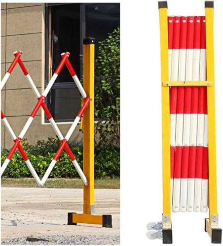 MISKYN Transenne da Esterno Sistema di Barricate Mobili | Barriere di Sicurezza Espandibili Tubo in Acciaio Robusto Spesso 25 Mm | Barricate con Ruote,1.2 * 3m