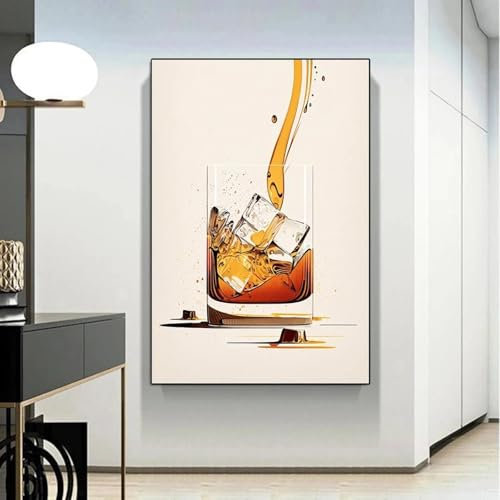 LIMAIDUO Modern Simple Glass Brandy Print Canvas Painting Wine Poured Into Glass Poster Wall Art For Living Room Bar Decor 30x45cm Frameless