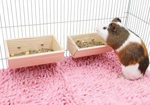 2 mangiatoie per porcellini d'India, mangiatoia in legno per piccoli animali, ciotola da appendere per conigli e piccoli animali, adatta per conigli, cincillà, porcellini d'India, criceti