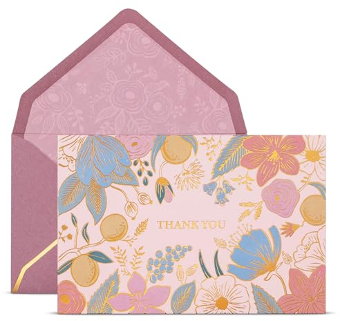 Lot de 24 cartes de remerciement avec enveloppes, cartes de remerciement, motif floral pastel et agrumes, 10,2 x 15,2 cm, vierges à l'intérieur pour mariages, fêtes prénuptiales, fêtes prénatales