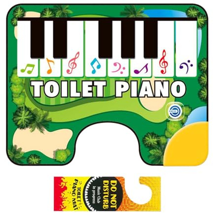 Hugsweet Klavier -Tastatur -Toilettenmatte, Töpfchen Klaviermatte - Anti-Schlupfteppich mit Geräusch für Badezimmer | Musical Piano Keyboard Zeh tippt Töpfchen mit einem Rutsch-Rücken