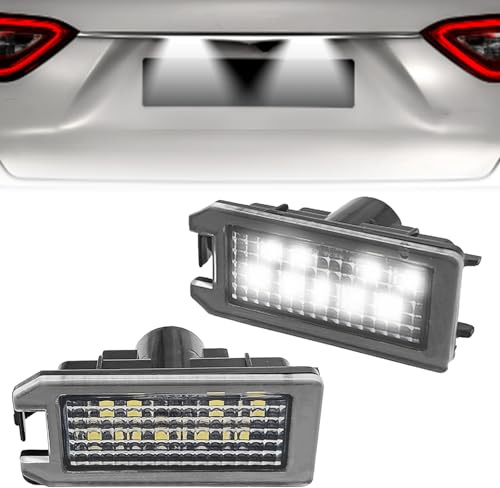 SYudwen 2pcs LED License Plate Light Tag Lamp Assembly Compatible with Maserati Levante, Jp Compass Grand Cherokee Patriot, FIAT 500, Dodge Viper 2013-2019, 6000K, 18 SMD White LED Lights