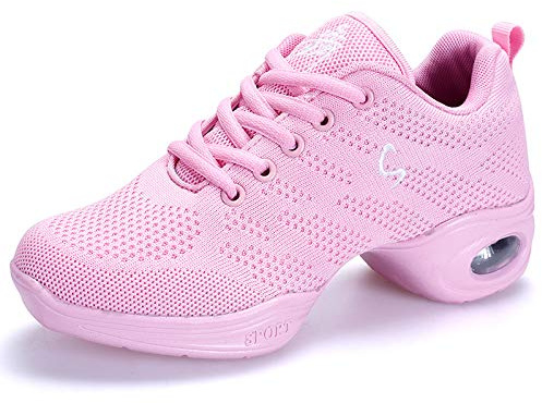 Hixingo Chaussures de Danse Jazz Femme Cheerleading Cheer Chaussures de Sport Danse Gymnastique Baskets Yoga Entraînement Aérobic pour Femmes (41,883 Rose)
