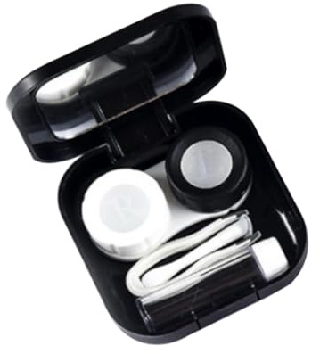 VALICLUD Estuche De Lentes De Contacto Negro Mini Caja De Viaje con Accesorios para Mujeres Portátil y Práctico Incluye Funda Espejo y Botella De Cuidado