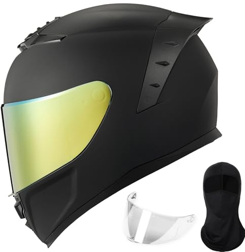 ILM Motorcycle Helmets Full Face for Men Women Cascos para Motos Powersports Motorbike Street Racing DOT Model MF566(MB Golden ,M)