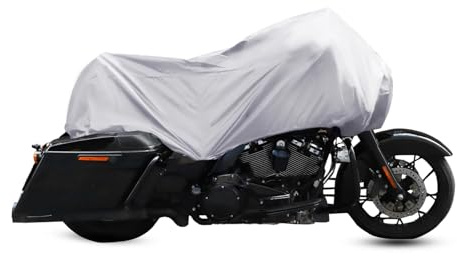 Motorradabdeckung 210T Halbe Motorradabdeckung Reise Wasserdicht Outdoor Staubdicht Regen Staub Anti UV Motorroller Schutzabdeckung ML XL Motorrad Abdeckplane(XL-265x105x60cm3)