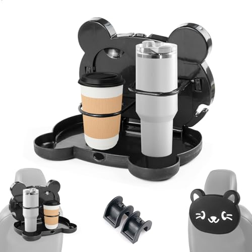 Bandeja Comida Coche, Plegable Soporte Bebidas Asiento Trasero, Organizador Asiento Coche con 2 Portavasos, Mesa Portátil para Teléfono Móvil Bebida Alimentos, Adapta mayoría de los Automóvil