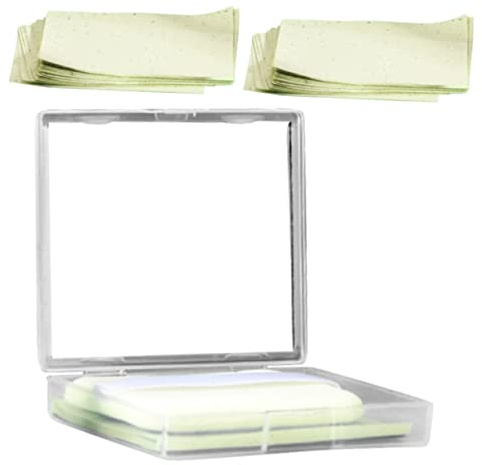 Baluue Absorbing Sheets with Mirror Case and Puff Facial Blotting Paper for Oily Skin Controls Shine and Minimizes Pores Convenient Refill Pack for Daily Use