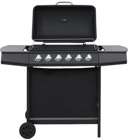 Générique Barbecue au gaz avec 6 Zones de Cuisson Acier Noir,Maison & Jardin,Arts de la Table & Arts culinaires,Électroménager de Cuisine,Barbecues,Noir,20.07 KG,44282