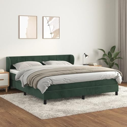 Gecheer Boxspringbett mit Matratze Dunkelgrün 180x200 cm Samt, Modernes Gästebett Bett für Stilvoll Schlafzimmer Gästehaus3127508