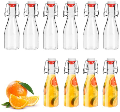 DUBUOZA Glasflaschen 150 ml mit Bügelverschluss,10 Stück Kleine Flaschen zum Befüllen,Bügelflaschen Zum Befüllen,Öl, Wein, Wasser oder Saft