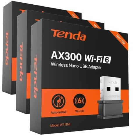 Tenda AX300 Adaptador USB WiFi para PC, 2.4GHz Antena WiFi 286Mbps, Soft-Ap, MU-MIMO, WPA2, Windows 7/10/11, W311MI (Paquete de 3)