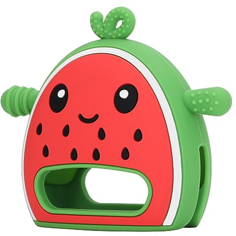LUCKDANO Wassermelonenfrucht-Beißhandschuh – Beruhigender Silikon-Beißhandschuh für Sensorische Entwicklung und Griffigkeit – Perfekt für Kleinkinder und Babys