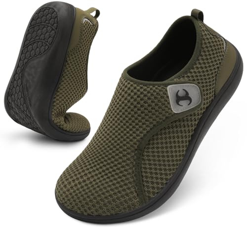 Scurtain Men Wide Fit Walking Shoes Breathable Adjustable Trainer for Daily | Diabetic Friendly, Wide Toe Box, for Swollen Feet & Plantar Fasciitis, Supportive Design, Non-Slip Sole, Hook & Loop Closure