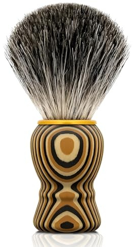 Oiieco Blaireau de rasage pour homme en poils de blaireau véritable fait à la main - Pinceau de rasage traditionnel pour un nettoyage doux du visage et une préparation du rasage - Marron