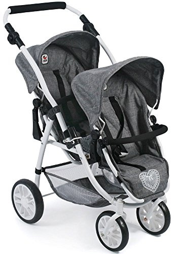 Bayer Chic 2000 68976 Tandem-Buggy Vario - Dockbil, Grå (Jeans Grey), från 3 till 7 år gammal.