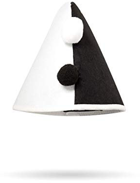 Frauen Schwarz weißer Damen Harlekinhut Trachtenhut mit Bommeln und Gummiband Fasching Harlekin Clown Verkleidung