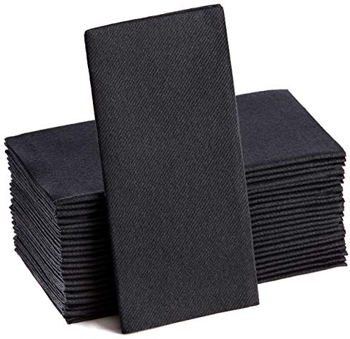 Black Paper Napkins | Linen Feel Guest Disposable Cloth Like Dinner Napkins | Hand Towels | Soft, Absorbent, Paper Hand Napkins for Kitchen, Bathroom, Parties, Weddings, Dinners Or Events | 50 Pack