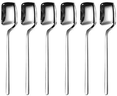 IQCWOOD 5.6 Inch Demitasse Espresso Spoons, 18/10 Stainless Steel Mini Coffee Spoon, Set of 6 for Dessert, Tea, Honey, Ice Cream