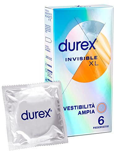 Durex Invisible Preservativi Ultrasottili ad Alta Sensibilità XL, Extralarge, 6 Profilattici
