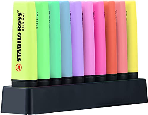 STABILO Evidenziatore BOSS ORIGINAL Pastel Desk-Set - Edizione 100% PASTEL - 10 evidenziatori