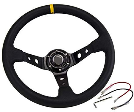 BIlinli Sportlenkrad Universal 4 Zoll PVC Leder Auto Racing Lenkräder