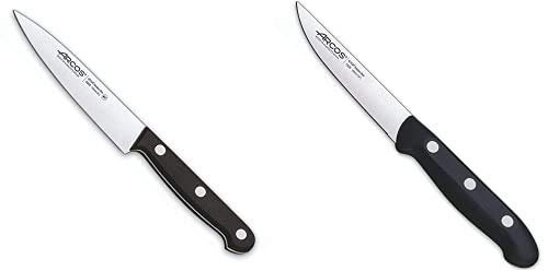 Arcos Serie Universal, Cuchillo Cocinero, Hoja De Acero Inoxidable Nitrum 120 Mm + Maitre, Cuchillo Verduras, Acero Inoxidable Nitrum 100 Mm, Mango Polipropileno Negro