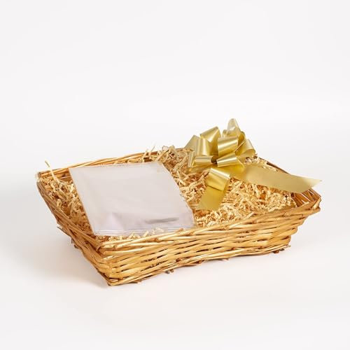Honey Wicker Basket For Hampers Make You Own Gift Hamper Kit Birthday Christening Wedding Christmas Gifts Hampers (Beige)