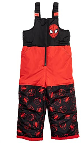 Marvel Spider-Man Big Boys Zip Up Winter Snow Bib Ski Pants Red 14-16